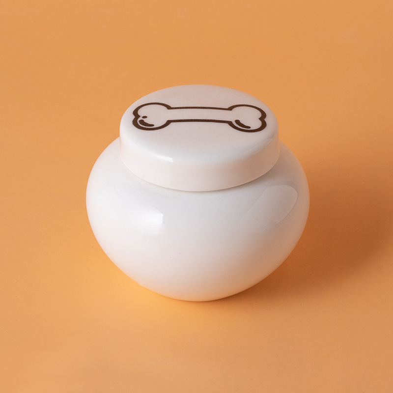Round urn-white-black bones