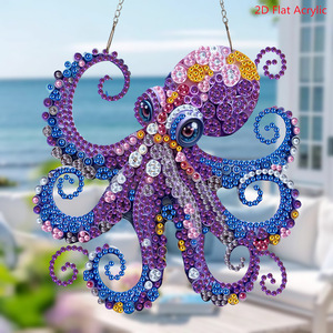 Pendentif créatif en acrylique 5D à strass brillants simple face, motif pieuvre, pour peinture <span class=keywords><strong>diamant</strong></span> DIY, produit transfrontalier très vendu - Product Image 3
