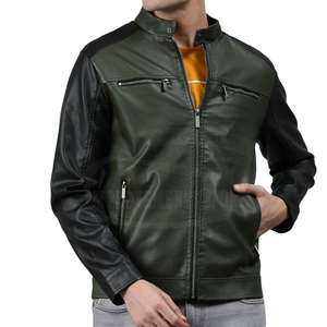 Men Autumn Three <b>Button</b> White Handsome Casual Leather Bomber Jacket O-neck Youth Coat Tops - Product Image 1