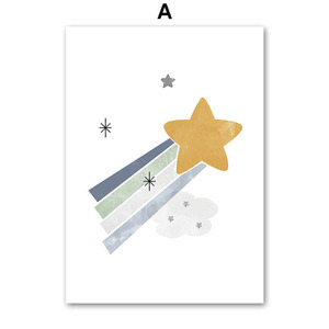 Quadri su Tela con Sole, Arcobaleno, Luna, Stelle, Pianeti, Razzo, Cartoni Animati, <span class=keywords><strong>Poster</strong></span> e Stampe per Decorazione Cameretta Bambini - Product Image 5