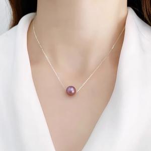 Collier simple pour clavicule, tempérament, perle naturelle Edison, violet démon, argent 925 pour femmes, personnalité de niche - Product Image 1