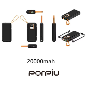 Batterie externe PORPIU avec logo personnalisé, affichage LED USB-C, charge rapide PD20W, 20000 mAh, pour iPhone <span class=keywords><strong>Samsung</strong></span>, câble de charge portable - Product Image 3