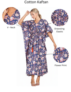 Nouveau Kaftan de Luxe pour Femmes en Coton Premium, Kaftan Indien à Motifs Floraux, Kaftan Long, Vêtement de Nuit, Kaftan Indien à Prix de Gros - Product Image 1