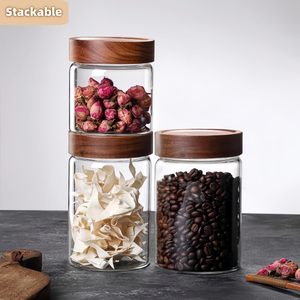 Pot en verre épais de haute qualité pour le stockage du <span class=keywords><strong>miel</strong></span> et des aliments, avec couvercle en bois, disponible en 350 ml, 450 ml et 580 ml - Product Image 5