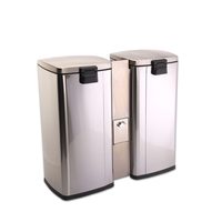 Poubelle à pied en acier inoxydable 30L à double compartiment Poubelle à fumée pour porte d'ascenseur Double seau Trois-en-un Poubelle de bureau pour couloir