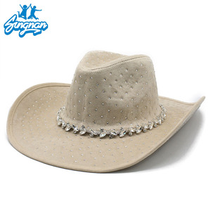 Mode personnalisé vacances Panama chapeau cristal bord strass main perles cristal pour carnavals musique Festival Faux Western chapeau - Product Image 6