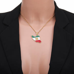 Collar con colgante de la bandera de <span class=keywords><strong>Iran</strong></span> para mujer, joyería de acero inoxidable, con mapa, esmalte, étnico, fiesta, regalo de cumpleaños, nuevo - Product Image 3