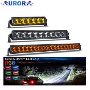 Aurora barra de luz de led, barra de luz à prova d' água ip68, linha dupla, rgb, fora da estrada, luzes de condução, bar para caminhões, utv atv