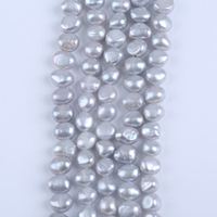 Perles baroques grises en gros à bas prix, 7-8 mm, lustre double face, perles d'eau douce baroques, fil de perles baroques pour le bricolage