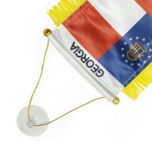 Georgia State Custom Satin Mini Car Flag <b>Banner</b> Digital Printed with Yellow Tassels - Product Image 4