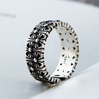Bague vintage en argent sterling S925, finition noire antique, vente chaude Hydis 2020