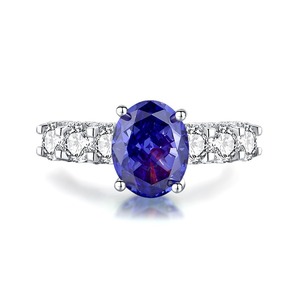 Damen 925 Sterling Silber 8*10mm Rosa Blau Iced Out Ovaler Zirkonia <span class=keywords><strong>Ring</strong></span> Verlobungs-Hochzeits-Labordiamant Luxus-Ringe Schmuck - Product Image 5