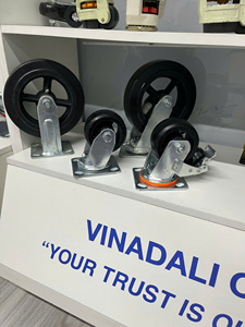 Roues à roulettes en caoutchouc robustes avec support zingué, roulement durable et fluide, qualité industrielle, tailles 4, 5, 6, 8 pouces - Product Image 5