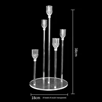 Candélabre de mariage moderne à 5 bras en acrylique transparent, durable