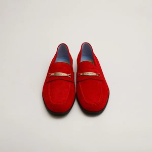 รองเท้าโลฟเฟอร์หนังกลับสีแดงอิตาลีพื้นยางรองเท้าสไตล์เดินลำลอง - Product Image 2