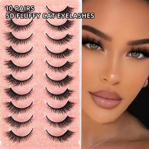 Offre Spéciale – Faux Cils Effet Œil de Chat Épais 5D pour un Courbe Naturel, Style Européen et Américain, Lot de 10 Paires, Vente en Gros - Product Image 1