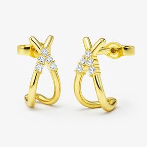 DHANI JEWELS Real Diamond Criss Cross Stud <b>Earrings</b> <b>14K</b> <b>Gold</b> FG Color SI Clarity Certified Natural Diamonds Luxury Fine Jewelry - Product Image 6