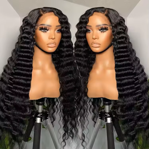 Pelucas sin pegamento de cabello humano virgen vietnamita y camboyano con ondas profundas, encaje frontal completo HD y nudos individuales. - Product Image 4