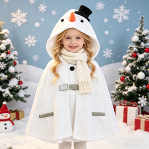 Linda Capa con Capucha de Muñeco de Nieve para Niños, Disfraz de Felpa Blanca con Nariz de Zanahoria - Product Image 5
