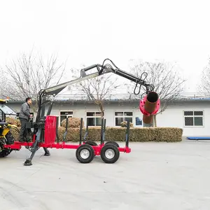 Tracteur un poste mini remorque forestière avec grue