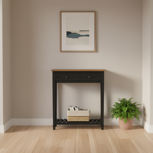 PPL Console <b>Table</b> 30-Inch Black Wood Top Farmhouse Style Entryway Storage Shelf - Product Image 2