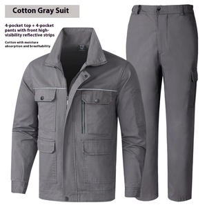 Abbigliamento da lavoro in cotone grigio da uomo a manica lunga per riparazione automatica per saldatura striscia riflettente primavera autunno Anti-scottatura Plus abbigliamento da lavoro - Product Image 4