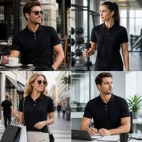 T-shirt en tricot décontracté personnalisé brodé, à manches courtes, couleur unie, respirant et confortable