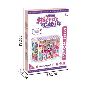 Puzzle 3D créatif, magasin d'animaux de compagnie en dessin animé, micro-maison, puzzle DIY pour enfants, jouet éducatif avec lumières LED - Product Image 4