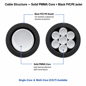 Cable de Fibra Óptica Mitsubishi <span class=keywords><strong>ESKA</strong></span> con Revestimiento Negro, Núcleo PMMA de 0.5-3.0mm, Mononúcleo y Multinúcleo 3/5/7, Guía de 50-70m, IP para Exteriores, OEM - Product Image 4