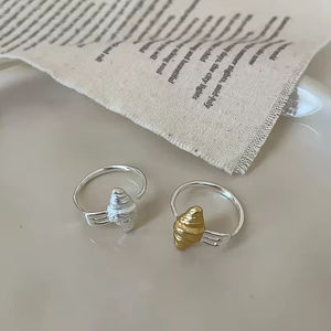 Two Tone <b>Croissant</b> <b>Ring</b> 18K Gold Plated Stainless Steel Statement <b>Ring</b> Opening Chunky <b>Ring</b> for Woman - Product Image 4