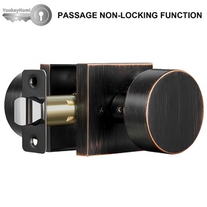 YoukeyHomi vente chaude entrée d'entrée toutes fonctions à clé Passage de confidentialité factice bouton de porte carré poignée serrure Bronze huilé - Product Image 4