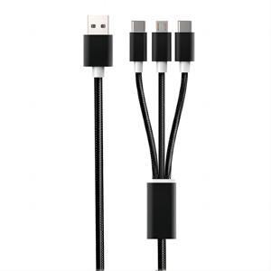Logotipo personalizado All-One Nylon Trenzado 3-en-1 Multi <span class=keywords><strong>USB</strong></span> <span class=keywords><strong>Kabel</strong></span> 3-1 Cable de datos para carga rápida para teléfonos tabletas e impresoras - Product Image 5