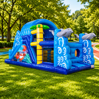 Parcours d'obstacles gonflable robuste, château gonflable commercial pour enfants et adultes, idéal pour les événements extérieurs, la location, les défis sportifs et les jeux.