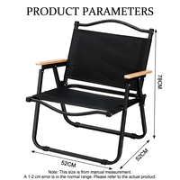 Chaise de camping pliable avec accoudoirs en bois, style Kermit, tissu Oxford, acier carbone, portable, légère, pour extérieur, plage, pêche