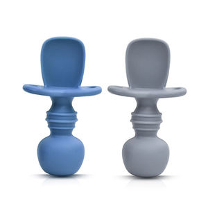 신생아 유아 아기 첫 단계 독립적 인 수유 훈련 스푼 Bpa 무료 씹을 수있는 실리콘 아기 숟가락 - Product Image 3