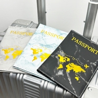 Carte carrée en PU estampée or marbre à bord unique dossier de passeport impression typographique plusieurs couleurs-ensemble de couvertures de protection de passeport