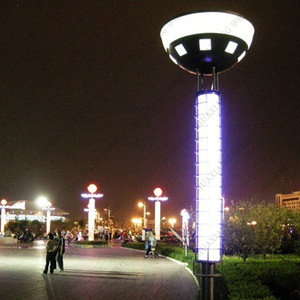 LED Outdoor Garden <b>Light</b> <b>Post</b> Aluminum Alloy Pole Acrylic Shade 2700K Soft Warm White IP66 Weatherproof <b>Solar</b> Powered Motion - Product Image 3