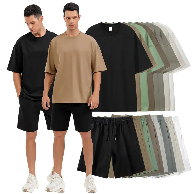 Streetwear Loose Custom T-Shirt And Shorts Sets Cotton T Shirts And Short Men Custom Logo tshirt Sets Manufacturers