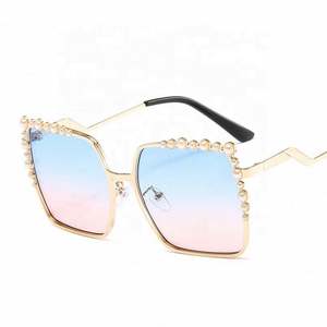 Nuevas Gafas de Sol de Lujo para Mujer, de Alta Calidad, con Degradado, Metálicas, Extra Grandes, con Protección UV400, Cuadradas con Perlas, 2021 - Product Image 4