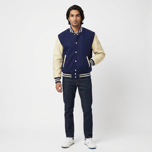 Customizable High Quality Men Varsity <b>Jacket</b> <b>Leather</b> <b>Long</b> Sleeves Button Up Design Men Varsity <b>Jackets</b> - Product Image 1