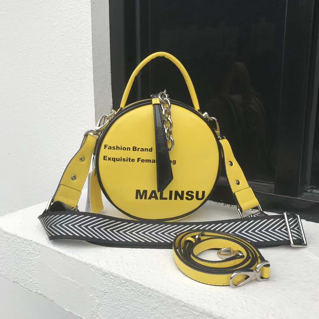 Real Leather Round Design Fashion Crossbody Women 2020 Trendy Vintage Handbag Soft Leather Female  Crossbody Bags
