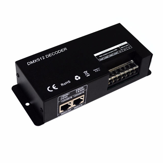 DMX 512 RJ45 DMX Lighting Project DMX Controller RGBW 4 Channel DMX512 Decoder for Stage Lights