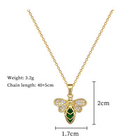 Haute Qualité Vert Abeille Pendentif Collier Bijoux Enfant Charme Plaqué Or Plein Diamant Abeille Charme Collier pour La Fête De Mariage Femmes