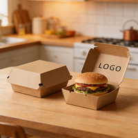 Caja de Cartón para Alimentos Personalizada, Desechable, para Alitas de Pollo, Hamburguesas y Papas Fritas, con Recubrimiento UV, Reciclable y Autoarmable