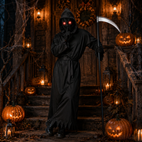 Costume de Cosplay Halloween Fantôme Grim Reaper, Tenue de Vampire, Monstre Terrifiant aux Yeux Rouges et au Sabre, Costumes d'inspiration Cinéma et Télévision