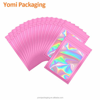 Sac en plastique holographique à fermeture éclair transparente au laser couleur magique auto-scellante pour l'emballage cadre photo Yin Yang Iris conception osseuse
