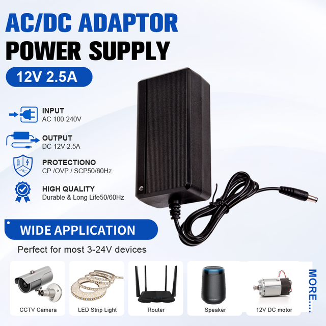 12V 2.5A AC DC Power Adapter for CCTV Camera LCD Monitor Portable TV Switching Power Supply US EU UK AU Plug Available