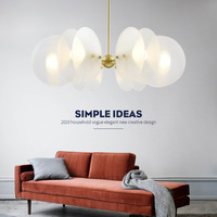 Lustre moderne en acrylique, luminaire suspendu LED pour plafond, doré, plusieurs ampoules E14 pour salon