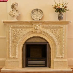 YOUFINE - Marco <span class=keywords><strong>de</strong></span> Chimenea <span class=keywords><strong>de</strong></span> Mármol con Pilar Romano Clásico, Tallado a Mano con Motivos Florales, para Decoración <span class=keywords><strong>de</strong></span> Hoteles <span class=keywords><strong>de</strong></span> Alta Gama - Product Image 2