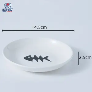 Mangkuk air hewan peliharaan, mangkuk kucing keramik kaki tinggi pola vertikal Anti kebesaran